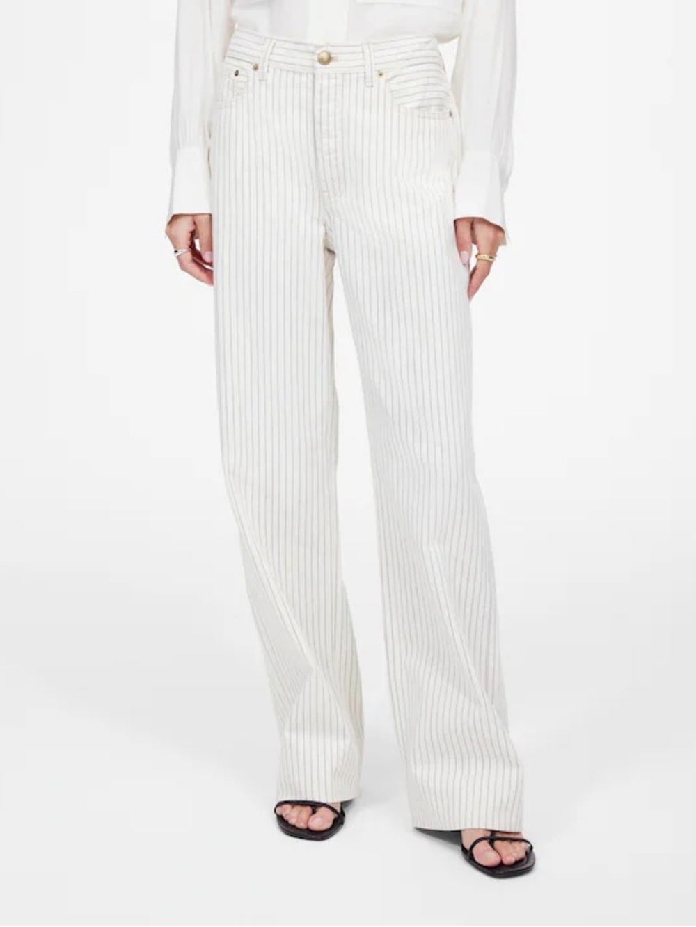 Madewell Gray Railroad Stripe Rigid Low-Slung Baggy Jeans 28 Modern Minimal